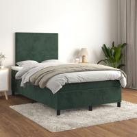 Boxspring met matras fluweel donkergroen 120x200 cm