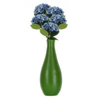 Kunstbloem Hortensia tak - 5x - blauw - 35 cm - losse steel - Kunst zijdebloemen