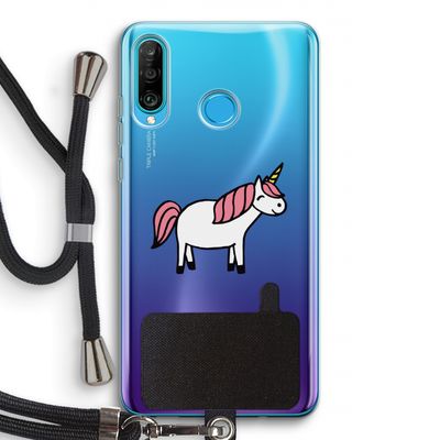 Eenhoorn: Huawei P30 Lite Transparant Hoesje met koord