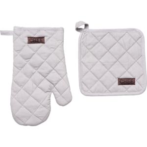 Luance Ovenwant set met pannenlap - lichtgrijs - katoen - 18 x 28 cm - chef - keukenbenodigdheden