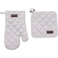 Luance Ovenwant set met pannenlap - lichtgrijs - katoen - 18 x 28 cm - chef - keukenbenodigdheden