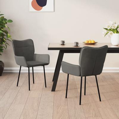 Eetkamerstoelen 2 st fluweel donkergrijs
