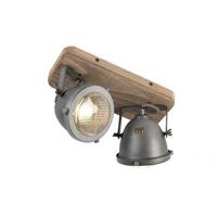 QAZQA Industriële smart spot grijs met hout incl. 2 WiFi GU10 - Emado