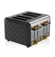 Swan Gatsby Lijn 4-Sneden Broodrooster - Zwart/Goud - thumbnail