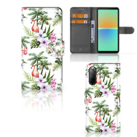 Sony Xperia 10 IV Telefoonhoesje met Pasjes Flamingo Palms