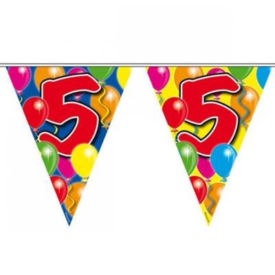 Vlaggenlijn 5 jaar - 10 m - plastic - leeftijd versiering - 5e verjaardag