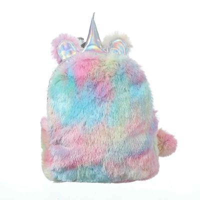 2 PC'S Unicorn rugzak tas voor tiener kleurrijke bont lederen schooltas vrouwelijke reizen Schoudertas (kleur)