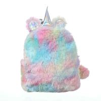 2 PC'S Unicorn rugzak tas voor tiener kleurrijke bont lederen schooltas vrouwelijke reizen Schoudertas (kleur)