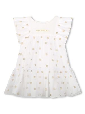Givenchy Kids robe en tulle à broderie 4G - Blanc