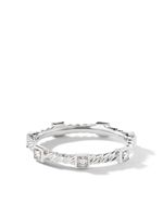 David Yurman bague Cable Collectibles en or blanc 18ct pavée de diamants (2 mm) - Argent