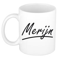 Merijn Naam koffiemok - beker - met sierlijke letters - wit - 300 ml - Cadeau - Heren