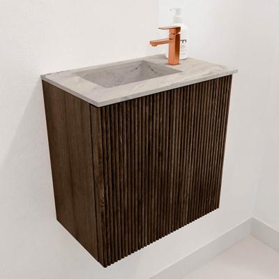 Toiletmeubel Mondiaz Joya Dlux | 40 cm | Meubelkleur Walnut | Faye wastafel Glace Wasbak Links | 1 kraangat