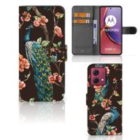 Motorola Moto G84 | Telefoonhoesje | Met pasjeshouder | Pauw met Bloemen