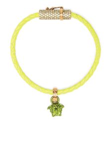 Versace bracelet en cuir à ornements en cristal - Vert