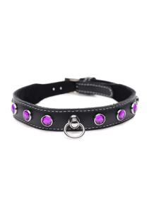 Royal Vixen Leather Collar with Rhinestones