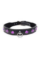 Royal Vixen Leather Collar with Rhinestones - thumbnail