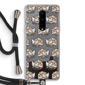 Slapende poes: OnePlus 8 Transparant Hoesje met koord