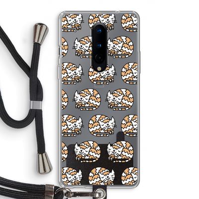 Slapende poes: OnePlus 8 Transparant Hoesje met koord