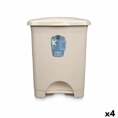 Pedaalemmer Beige Plastic 30 L (4 Stuks)