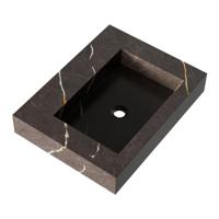 Brauer Coral Wastafel - 60 cm - met 1 Spoelbak en 0 Kraangaten - Marmerlook Copper Brown
