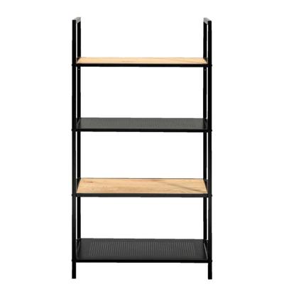 Leen Bakker - Boekenkast Debbey - Zwart/naturel - 119x64,5x30 Cm - Hout/Metaal - Bruin#Zwart - 64.5x119x30 Cm