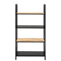 Leen Bakker - Boekenkast Debbey - Zwart/naturel - 119x64,5x30 Cm - Hout/Metaal - Bruin#Zwart - 64.5x119x30 Cm