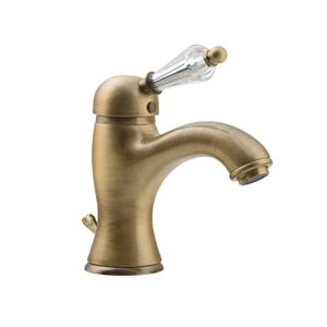 Wastafelmengkraan Sapho Kirké Retro Kristal 1-hendel Gebogen 18.2 cm Brons (incl. clickwaste)
