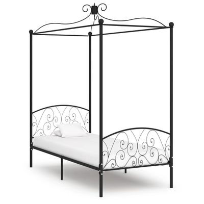 Hemelbedframe metaal zwart 90x200 cm