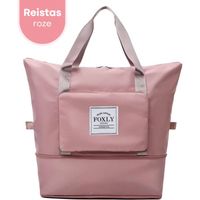 FOXLY® Opvouwbare Handbagage Reistas – Handbagage formaat - Reistas - Opvouwbaar Tot 28 x 18 cm – Roze - thumbnail