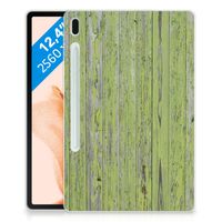 Samsung Galaxy Tab S7FE Silicone Tablet Hoes Green Wood - thumbnail