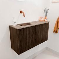 Toiletmeubel Mondiaz Joya Dlux | 81.6 cm | Meubelkleur Walnut | Faye wastafel Arena Wasbak Links | Zonder kraangat(en)