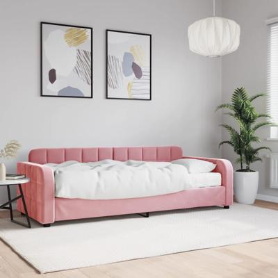 Slaapbank met matras 80x200 cm fluweel roze