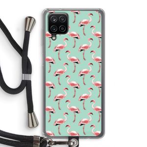 Flamingoprint groen: Samsung Galaxy A12 Transparant Hoesje met koord