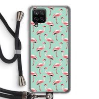 Flamingoprint groen: Samsung Galaxy A12 Transparant Hoesje met koord Flamingoprint groen: Samsung Galaxy A12 Transparant Hoesje met koord