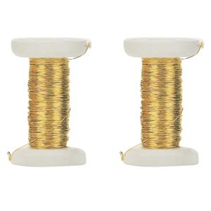 Goud metallic bind draad/koord - 2x stuks - 0,4 mm dikte 40 meter - Hobby artikelen/Knutselen materi