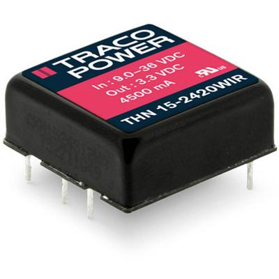 TracoPower THN 15-4822WIR DC/DC-converter, print 48 V/DC +12 V/DC, -12 V/DC 625 mA 15 W Aantal uitgangen: 2 x Inhoud 1 stuk(s)