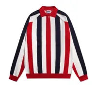 Robey - Retro Knit Voetbalshirt - Wit/ Navy/ Rood