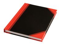 Notitieboek zwart/rood A6 lijn 70gr 96vel - thumbnail