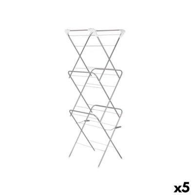 Vouwbare Waslijn Kipit Wit Zilverkleurig Polypropyleen Ijzer 47 x 41 x 136 cm 49 x 6,5 x 47 cm Verticaal (5 Stuks)