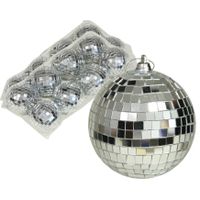 Discobal kerstballen - 16x stuks - zilver - 6 cm - kunststof