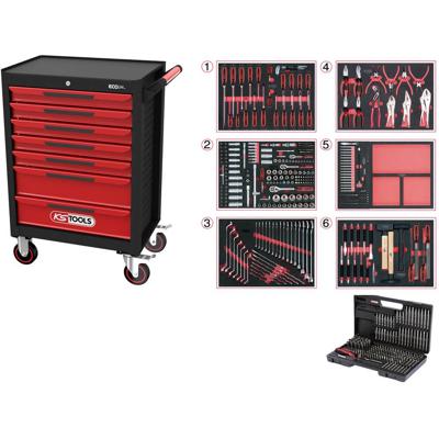 KS Tools 897.7598 Werkplaatswagen Plaatstaal Kleur (specifiek): Zwart, Rood