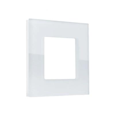 Stopcontact glas &apos;Shuko&apos; wit glazen frame modern vierkant