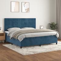Boxspring met matras fluweel donkerblauw 200x200 cm