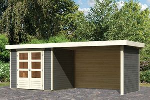 Woodfeeling | Tuinhuis Askola 3 met Overkapping 2,8, Zij- en Achterwand | Terragrijs