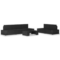 6-delige Loungeset poly rattan zwart