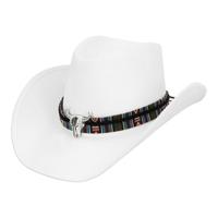 Carnaval verkleed cowboy hoed Rodeo - wit - volwassenen - polyester - Luxe uitvoering