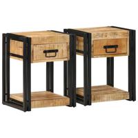 Nachtkastjes 2 st 40x35x50 cm massief ruw hout mango Nachtkastjes 2 st 40x35x50 cm massief ruw hout mango