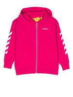 Off-White Kids hoodie zippé Arrows à rayures - Rose - thumbnail