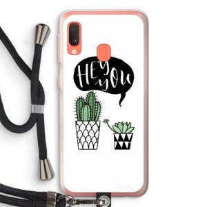 Hey you cactus: Samsung Galaxy A20e Transparant Hoesje met koord