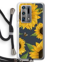 Sunflower and bees: Huawei P40 Pro Plus Transparant Hoesje met koord